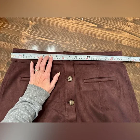 Maurices Chocolate Faux Suede‎ Button-Front Mini Skirt - Picture 6 of 6